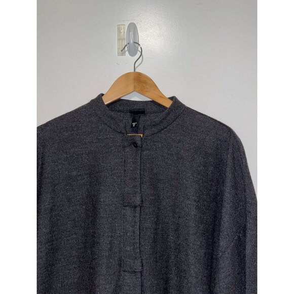 Eileen Fisher Gray 100% Wool Minimaist coat Cardigan Women's Size M - Picture 3 of 9